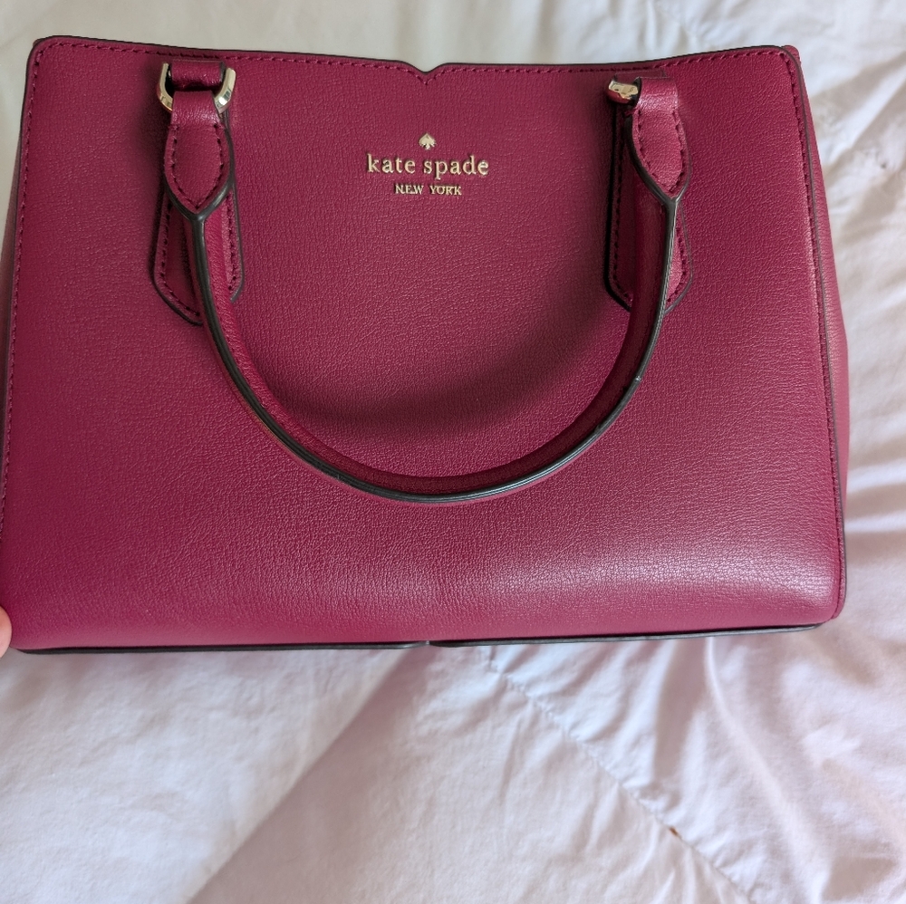 Kate Spade Dark Raspberry Tippy Leather Handbag - Picture 10 of 11